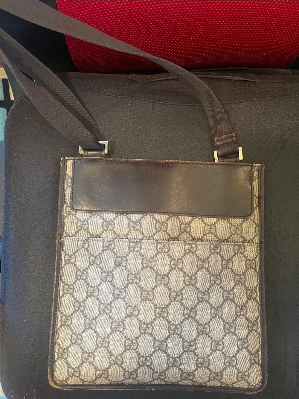 Gucci Beige Brown Monogram Canvas Messenger Crossbody